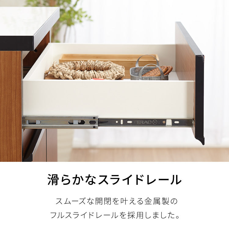食器棚 キッチンカウンター 開梱設置無料 幅120cm 日本製 国産 引出&開き扉収納タイプ 完成品 大川家具 レンジ台 キッチン収納 キッチンボード 大容量 ホワイト ブラウン木目 セラミックグレー(代引不可)