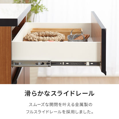 食器棚 キッチンカウンター 開梱設置無料 幅120cm 日本製 国産 引出&開き扉収納タイプ 完成品 大川家具 レンジ台 キッチン収納 キッチンボード 大容量 ホワイト ブラウン木目 セラミックグレー(代引不可)