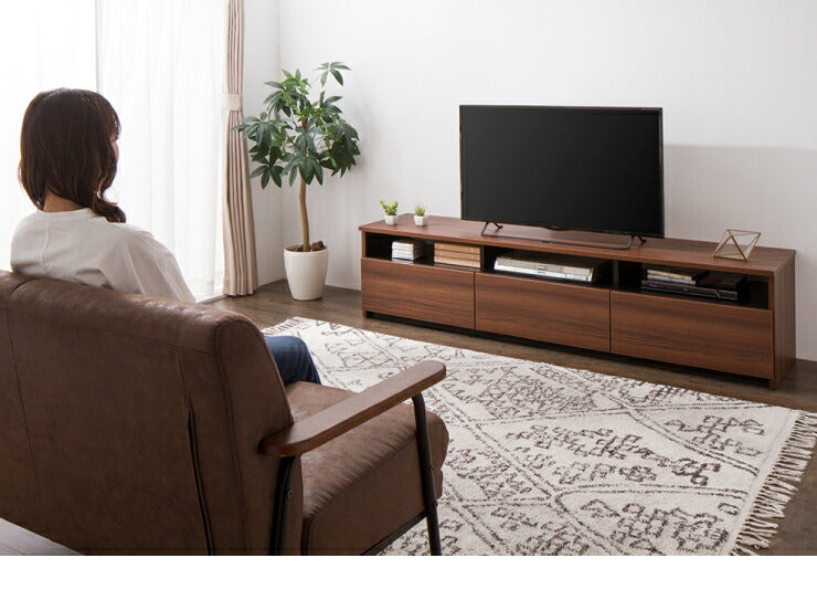 テレビ台 幅180cm ローボード 【日本製 大川家具 完成品】 木製 50インチ 55インチ 65インチ 大型テレビ対応 ナチュラル 白 ブラウン オープン収納付き おしゃれ 北欧風 テレビボード TV台 TVボード(代引不可)