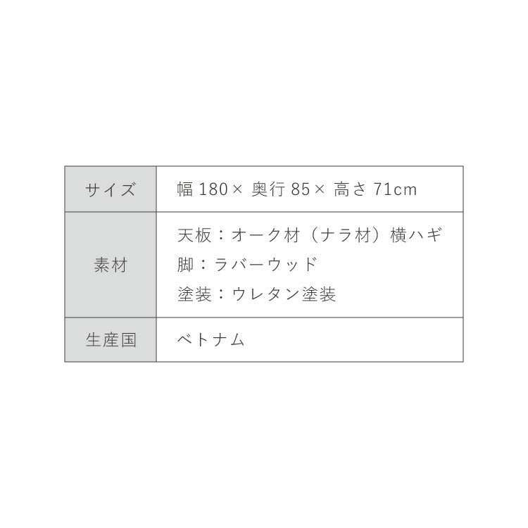 天板浮造り仕上げ 一枚板風 ダイニングテーブル 幅180 オーク無垢材 アンティーク仕上げ 天然木 台形脚 テーブル 机 北欧 おしゃれ(代引不可)