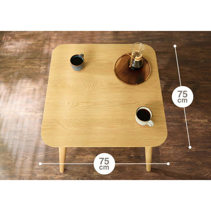 木の温かみが感じられる カフェ風 ダイニング3点セット きはだ 2人掛け 75×75cm ダイニングセット ダイニングチェア 天然木 オーク突板 ダイニング テーブル カフェテーブル ナチュラル 木製 北欧(代引不可)