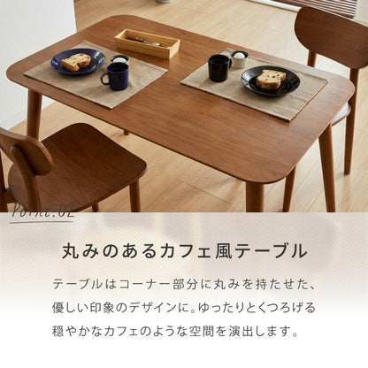 木の温かみが感じられる カフェ風 ダイニング4点セット きはだ 4人掛け 120×75cm ダイニングセット ダイニングチェア 天然木 オーク突板 ダイニング テーブル カフェテーブル ナチュラル 木製 北欧(代引不可)