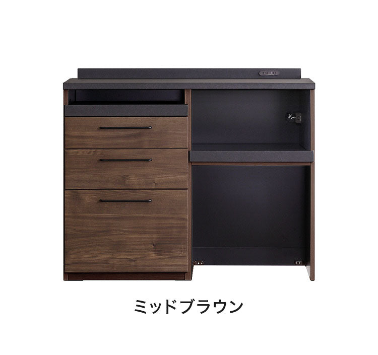 キッチンカウンター 幅120cm 奥行47cm 高さ95cm 扉タイプ 開梱設置無料 食器棚 キッチン収納 レンジ台 キャビネット キッチンラック 2口コンセント 木目調 おしゃれ 北欧 モダン カレブ シギヤマ家具(代引不可)