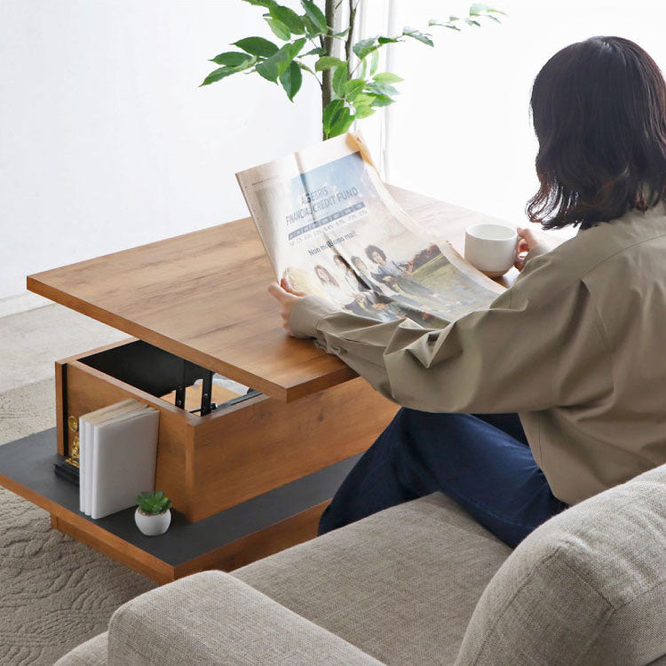 リフトアップテーブル 幅90cm センターテーブル 日本製 完成品 昇降式
