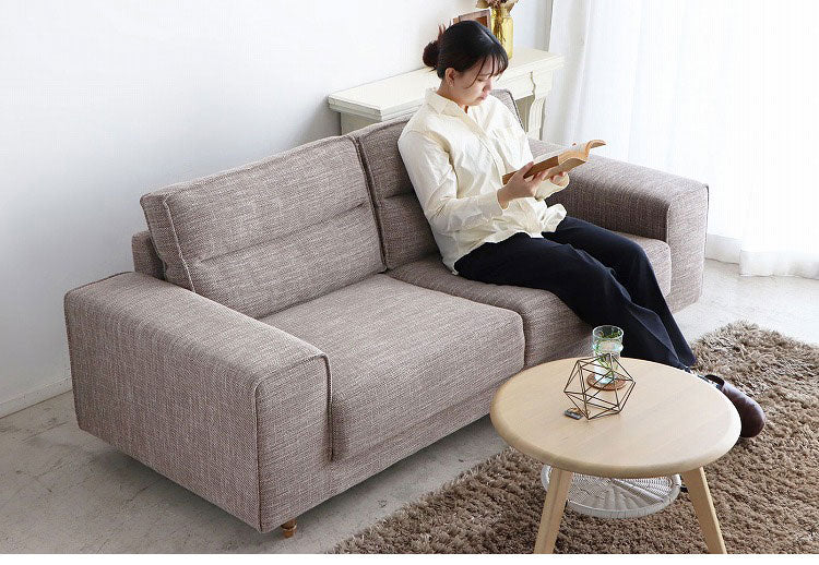 ソファ ヘボン UP 東馬 ソファ 3人掛け ブラウン おしゃれ 木脚 クッション付き 北欧風 リビングソファ モダン家具 ウレタンフォーム ポリエステル 張地 組立簡単 インテリア シンプルソファ(代引不可)