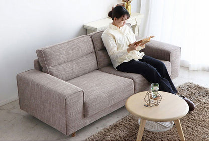 ソファ ヘボン UP 東馬 ソファ 3人掛け ブラウン おしゃれ 木脚 クッション付き 北欧風 リビングソファ モダン家具 ウレタンフォーム ポリエステル 張地 組立簡単 インテリア シンプルソファ(代引不可)