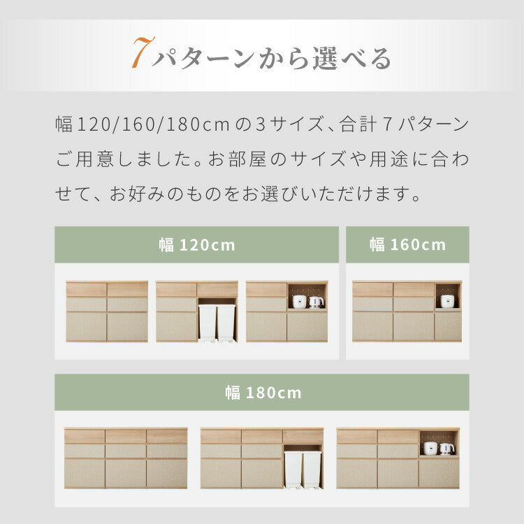 キッチンカウンター 幅180 完成品 日本製 引き出し ステンレス 天板 キッチンラック キャビネット サイドボード モダン ナチュラル セラミック調 国産 大川家具(代引不可)