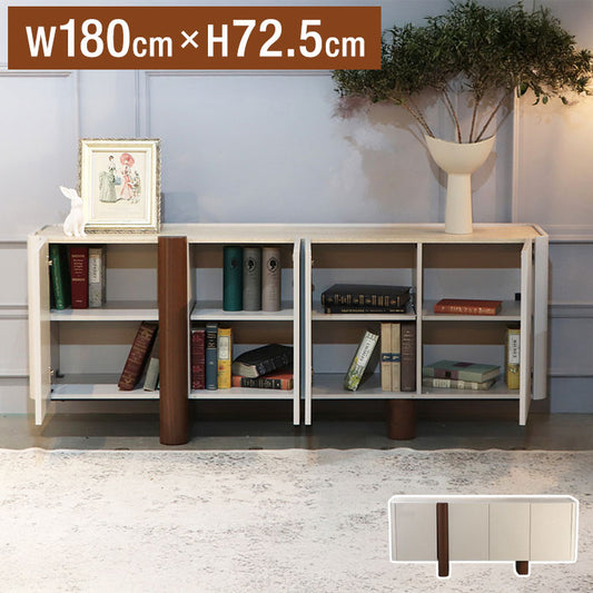 サイドボード 幅180 リビングボード キャビネット ラグジュアリー モダン 木製 大理石調 マーブルデザイン 北欧風 高級感 異素材 ミックス リビング収納 スタイリッシュ(代引不可)