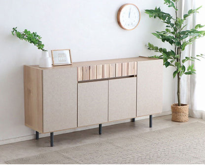 サイドボード クリート 150cm ベージュ収納家具 アカシア集成材 ウレタン塗装 木脚サイドボード ラバーウッド無垢 強化紙化粧板 F☆☆☆☆家具 日本製サイドボード おしゃれ収納家具(代引不可)