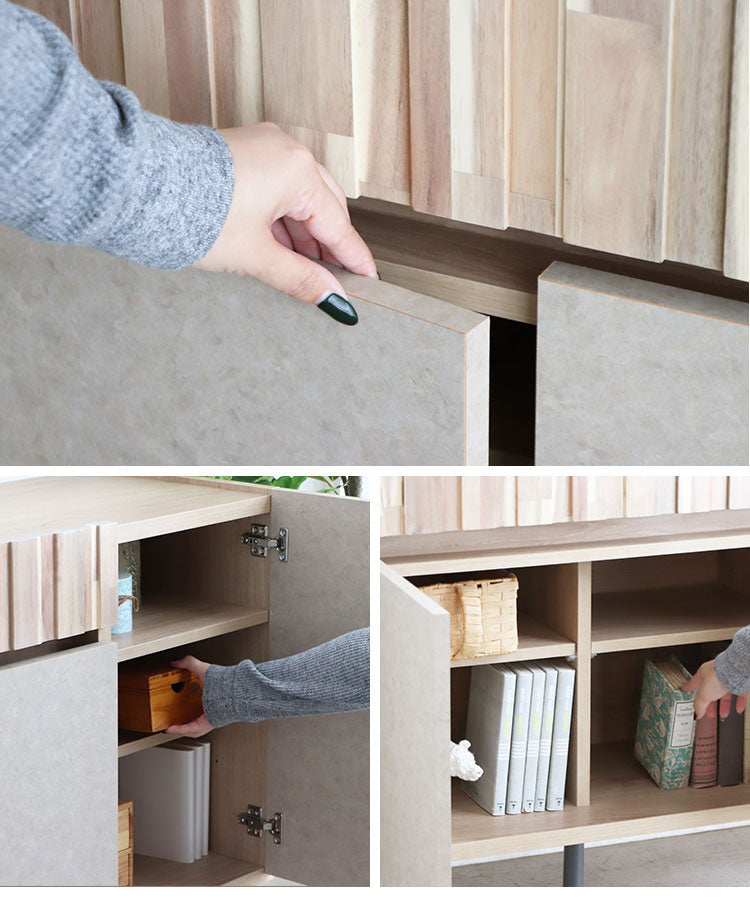 サイドボード クリート 150cm ベージュ収納家具 アカシア集成材 ウレタン塗装 木脚サイドボード ラバーウッド無垢 強化紙化粧板 F☆☆☆☆家具 日本製サイドボード おしゃれ収納家具(代引不可)