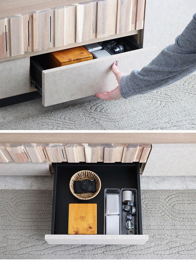 テレビ台 クリートテレビボード 180cm ベージュ TV台 アカシア集成材 フラップ扉 引出収納 木脚 日本製 強化紙化粧板 ウレタン塗装 おしゃれ家具 インテリア 高耐荷重 リビング収納家具(代引不可)