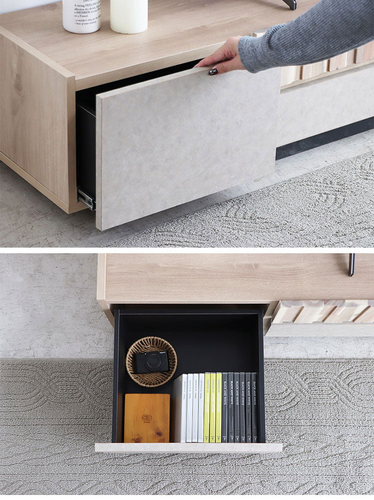 テレビ台 クリートテレビボード 180cm ベージュ TV台 アカシア集成材 フラップ扉 引出収納 木脚 日本製 強化紙化粧板 ウレタン塗装 おしゃれ家具 インテリア 高耐荷重 リビング収納家具(代引不可)