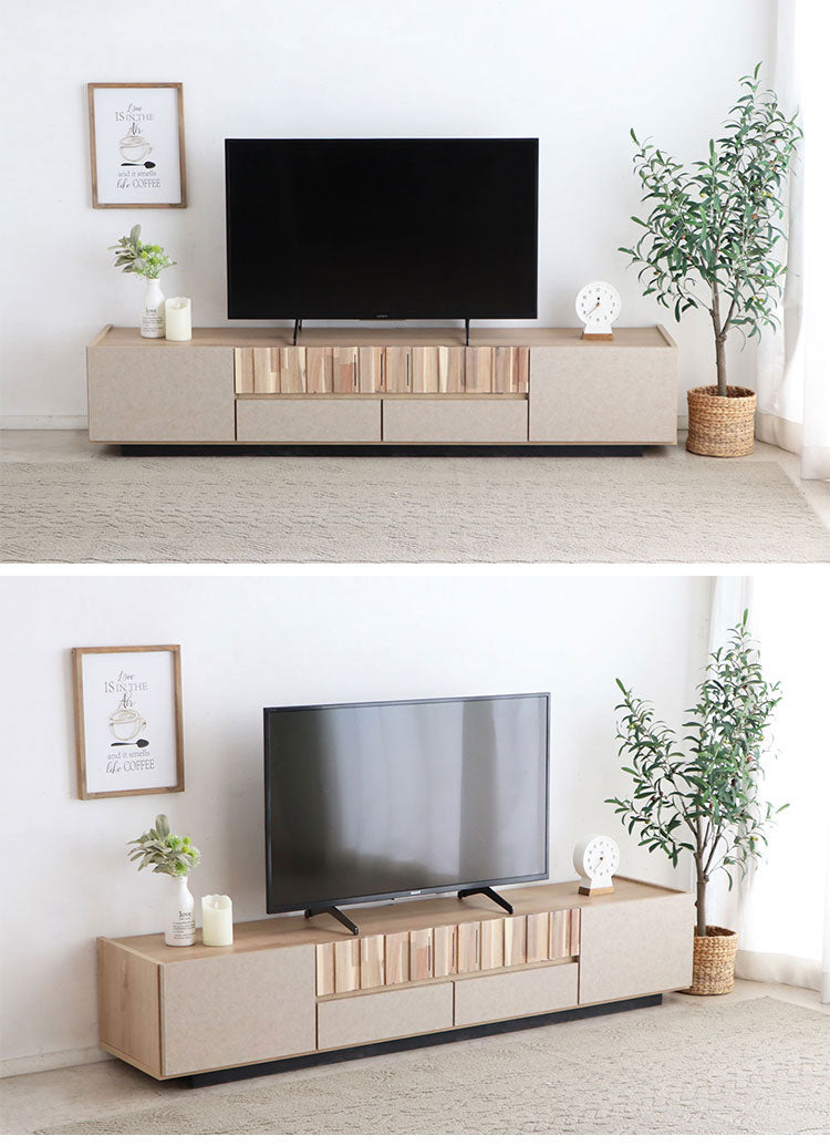 テレビ台 クリートテレビボード 180cm ベージュ TV台 アカシア集成材