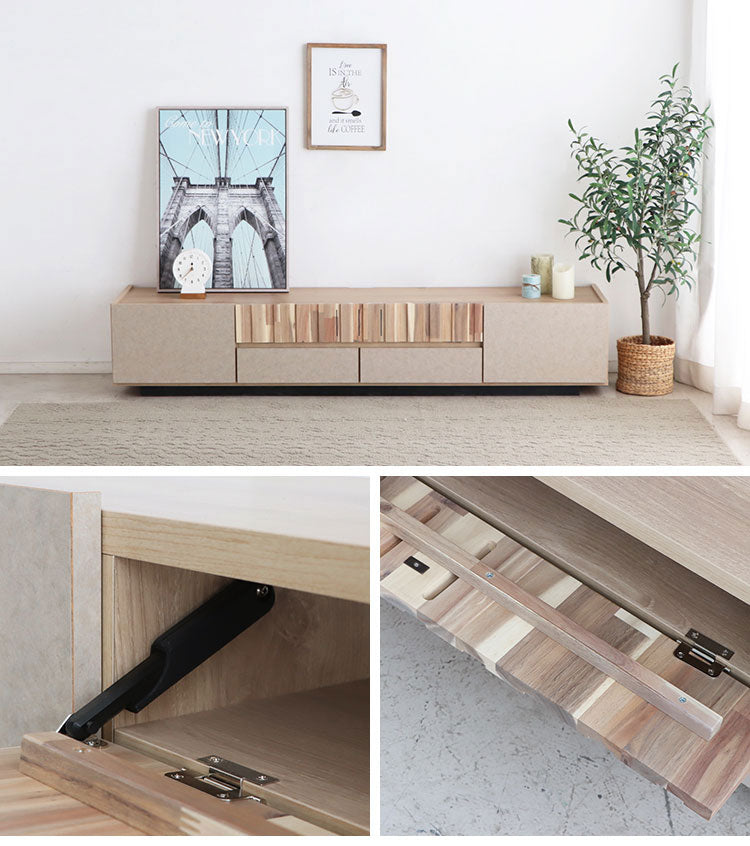 テレビ台 クリートテレビボード 180cm ベージュ TV台 アカシア集成材 フラップ扉 引出収納 木脚 日本製 強化紙化粧板 ウレタン塗装 おしゃれ家具 インテリア 高耐荷重 リビング収納家具(代引不可)