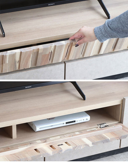 テレビ台 クリートテレビボード 180cm ベージュ TV台 アカシア集成材 フラップ扉 引出収納 木脚 日本製 強化紙化粧板 ウレタン塗装 おしゃれ家具 インテリア 高耐荷重 リビング収納家具(代引不可)