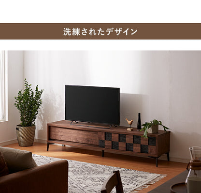 テレビ台 幅175cm 高さ40cm 【日本製 大川家具 完成品】 ローボード モザイク 脚付き 木製 42インチ 32インチ 52インチ(代引不可)