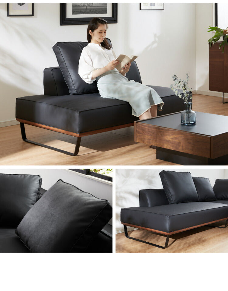 ソファ ソファー sofa 幅151 合皮 EPU ソファー 2人掛け 二人掛け ラブソファ ファブリック 黒 ブラック L型 スチール ローバック ウォールナット(代引不可)