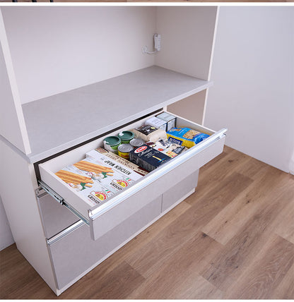 食器棚 レンジ台 幅120cm 【開梱設置無料】 レンジボード キッチンボード ダイニングボード 120 収納棚 キッチン収納 おしゃれ モダン 石目調 セラミック調 コンセント付き フルオープンレール 大容量(代引不可)