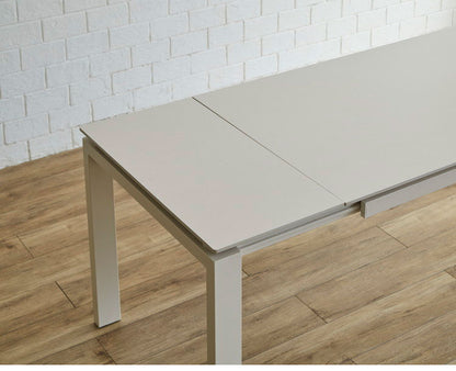 伸長式 セラミック ダイニングテーブル 140~180cm 単品 4人 6人掛け 伸縮 伸長 セラミックテーブル スチール脚 グレー ベージュ モダン スタイリッシュ 長方形 耐熱 耐久性 4人用 6人用 食卓 人気(代引不可)