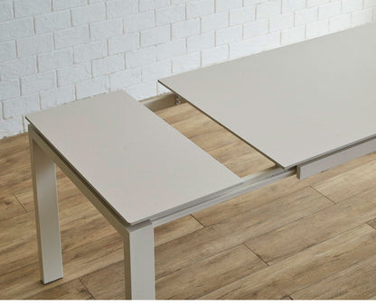 伸長式 セラミック ダイニングテーブル 140~180cm 単品 4人 6人掛け 伸縮 伸長 セラミックテーブル スチール脚 グレー ベージュ モダン スタイリッシュ 長方形 耐熱 耐久性 4人用 6人用 食卓 人気(代引不可)