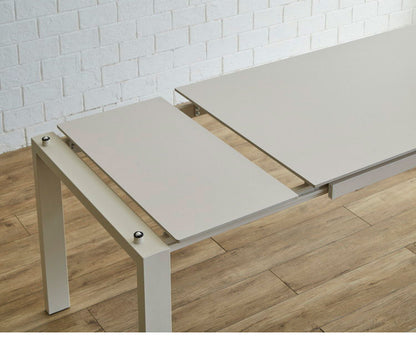 伸長式 セラミック ダイニングテーブル 140~180cm 単品 4人 6人掛け 伸縮 伸長 セラミックテーブル スチール脚 グレー ベージュ モダン スタイリッシュ 長方形 耐熱 耐久性 4人用 6人用 食卓 人気(代引不可)