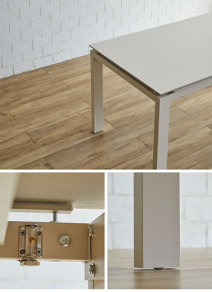 伸長式 セラミック ダイニングテーブル 140~180cm 単品 4人 6人掛け 伸縮 伸長 セラミックテーブル スチール脚 グレー ベージュ モダン スタイリッシュ 長方形 耐熱 耐久性 4人用 6人用 食卓 人気(代引不可)