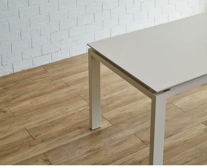 伸長式 セラミック ダイニングセット 【開梱設置無料】 140~180cm チェア4脚 4人 6人掛け 伸縮 伸長 ダイニングテーブル セラミックテーブル スチール脚 ベージュ 長方形 耐熱 人気 4人用 6人用 食卓(代引不可)