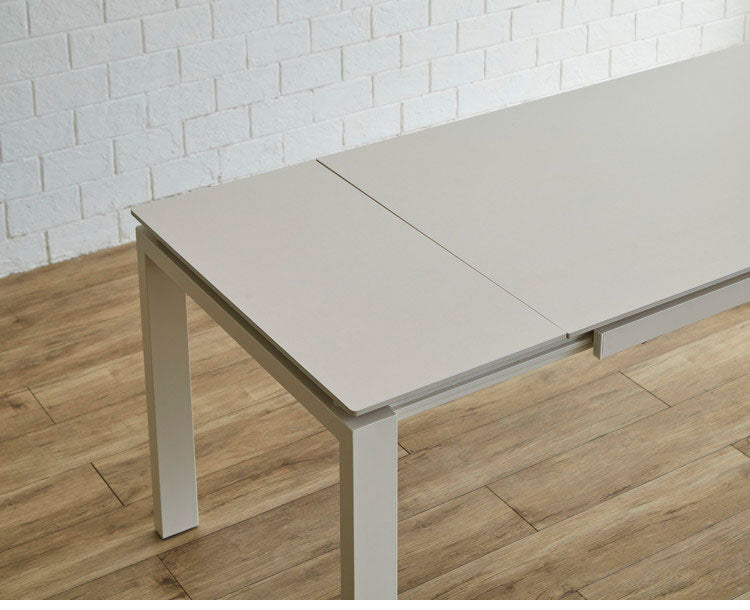 伸長式 セラミック ダイニングセット 【開梱設置無料】 140~180cm チェア4脚 4人 6人掛け 伸縮 伸長 ダイニングテーブル セラミックテーブル スチール脚 ベージュ 長方形 耐熱 人気 4人用 6人用 食卓(代引不可)