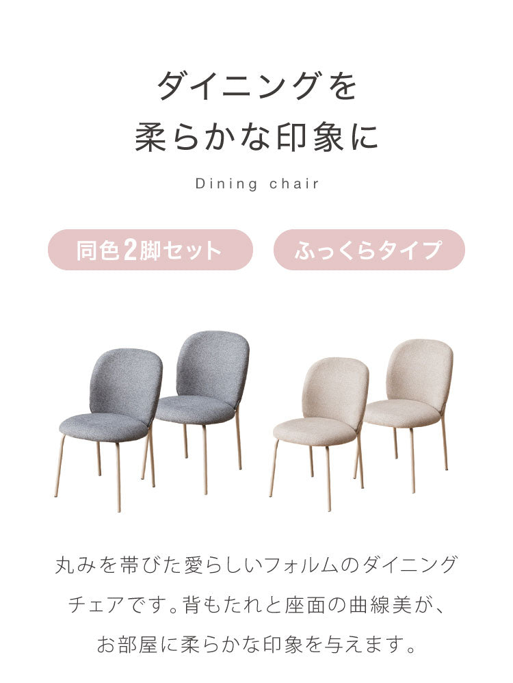 ダイニングチェア 2脚セット ふっくらタイプ おしゃれ チェア 椅子 イス いす 食卓 ファブリック ライトグレー ダークグレー リビングチェア アイアンスチール リビング インテリア シンプルモダン(代引不可)