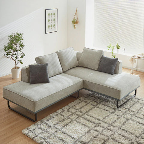 カウチソファ 幅220cm 3人掛け 撥水 防汚 Livesmart ファブリック生地 クッション付きダークグレー ベージュ ロボット掃除機対応 座面固め 背面柔らかい ペット 子供 脚付き(代引不可)