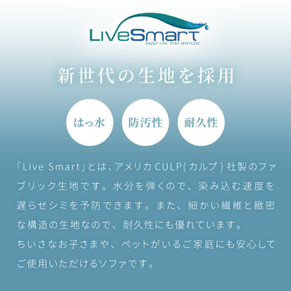 カウチソファ 幅220cm 3人掛け 撥水 防汚 Livesmart ファブリック生地 クッション付きダークグレー ベージュ ロボット掃除機対応 座面固め 背面柔らかい ペット 子供 脚付き(代引不可)