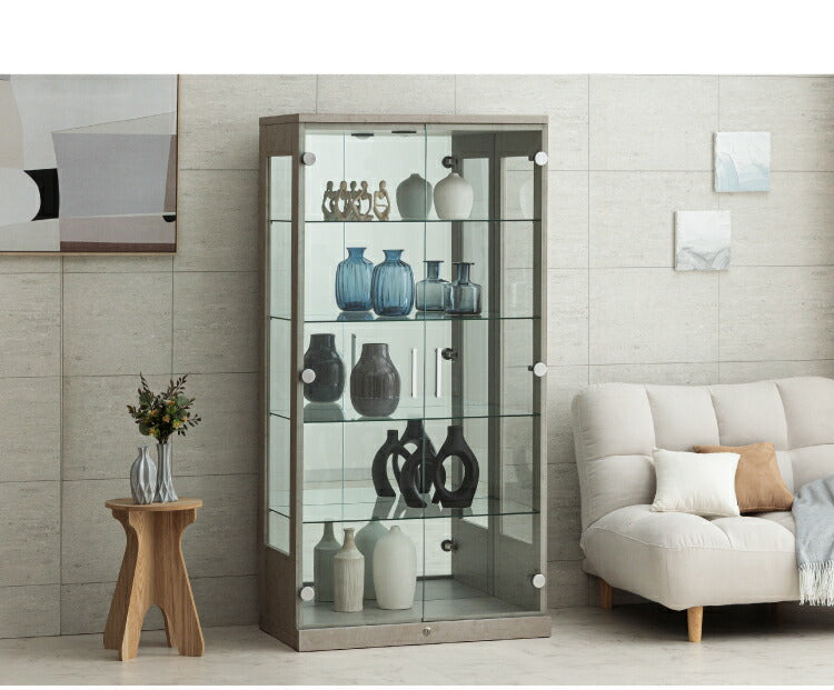 マッキンレー コレクションケース単品 160 180 幅80×奥行45×高さ160cm 高さ180cm ハイタイプ コレクションラック ガラスケース 開梱設置無料 鍵付 鏡付き コレクションボード ハイタイプ (代引不可)