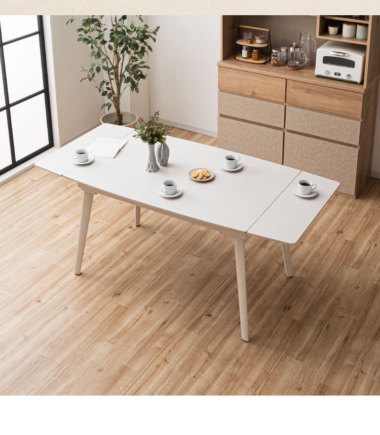 ダイニングセット 5点セット セラミック 両側伸長式ダイニングテーブル