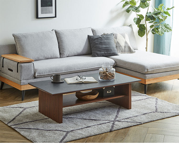 テーブル センターテーブル セラミック 幅120cm ローテーブル 120×60cm 棚付き 収納付き ジャパンディ モダンデザイン 石目調 大理石風 おしゃれ 傷に強い 熱に強い モダン ホテル 北欧 縦格子(代引不可)