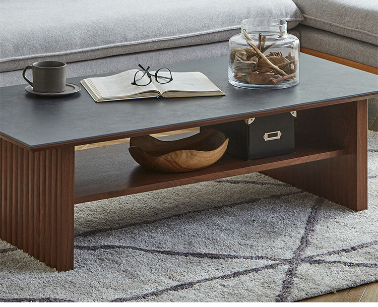 テーブル センターテーブル セラミック 幅120cm ローテーブル 120×60cm 棚付き 収納付き ジャパンディ モダンデザイン 石目調 大理石風 おしゃれ 傷に強い 熱に強い モダン ホテル 北欧 縦格子(代引不可)