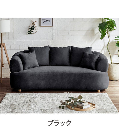 ソファ ソファー 幅191cm 3人掛け 3P 二人掛け クッション付き 5個付き かわいい ファブリック ベルトデザイン 個性的 マシュマロ フォルム おしゃれ 韓国 北欧 モダン アイボリー カフェ ブラック(代引不可)