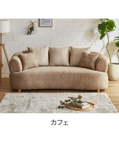 ソファ ソファー 幅191cm 3人掛け 3P 二人掛け クッション付き 5個付き かわいい ファブリック ベルトデザイン 個性的 マシュマロ フォルム おしゃれ 韓国 北欧 モダン アイボリー カフェ ブラック(代引不可)