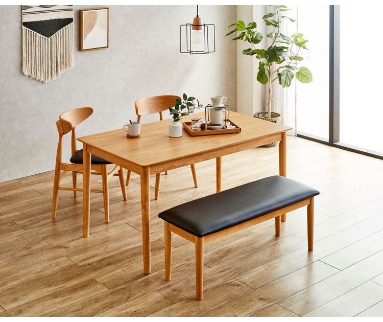 ダイニングベンチ 105 幅105cm 単品 ベンチ 2人掛け 2人用 二人掛け 椅子 イス チェア スツール 北欧 おしゃれ モダン 木製 天然木 ラバーウッド 合皮 レザー クッション 長椅子 キャメル ブラック(代引不可)