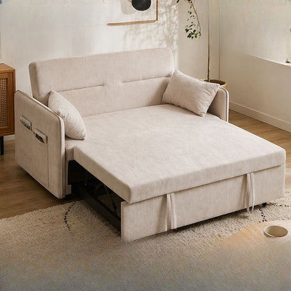 ソファベッド 収納ソファ 幅139cm 完成品 2人掛け 引き出し付き 伸長式 3WAY ソファ ベッド カウチソファ ウレタン シリコンフィル クッション2個付き ローソファ 北欧 おしゃれ モダン(代引不可)
