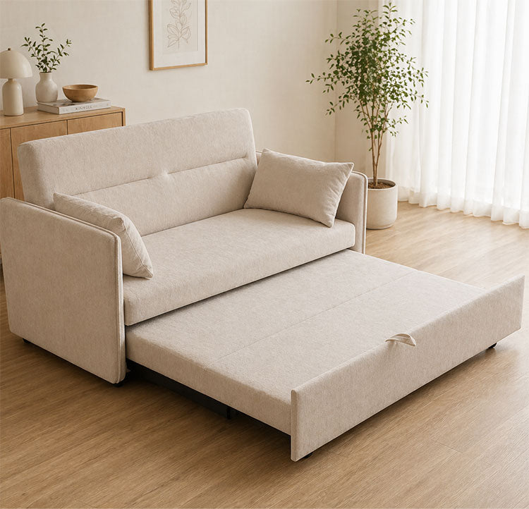 ソファベッド 収納ソファ 幅139cm 完成品 2人掛け 引き出し付き 伸長式 3WAY ソファ ベッド カウチソファ ウレタン シリコンフィル クッション2個付き ローソファ 北欧 おしゃれ モダン(代引不可)