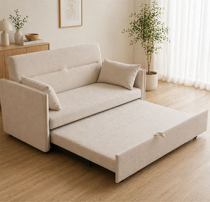 ソファベッド 収納ソファ 幅139cm 完成品 2人掛け 引き出し付き 伸長式 3WAY ソファ ベッド カウチソファ ウレタン シリコンフィル クッション2個付き ローソファ 北欧 おしゃれ モダン(代引不可)